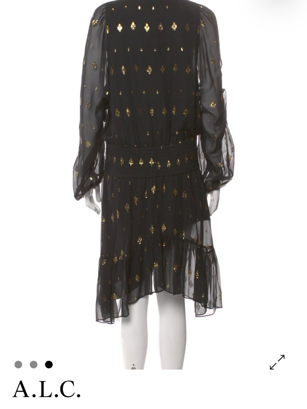 A.L.C. Black Dress with Gold Foil Diamond Accents